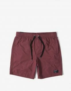 Afends Baywatch Classics Elastic Waist Shorts - Redwood