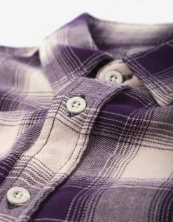 Brixton Bowery SW LS Flannel - Purple/Beige Clothing