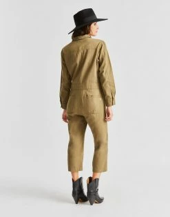 Brixton Women's Melbourne Crop Coverall - Washed Olive Clothing