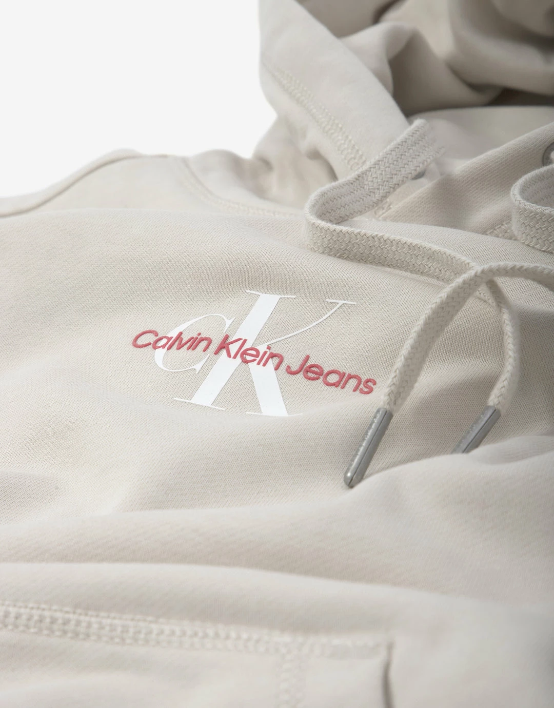 Calvin Klein Monogram Logo Hoody - Eggshell 2 Calvin Klein Monogram Logo Hoody - Eggshell