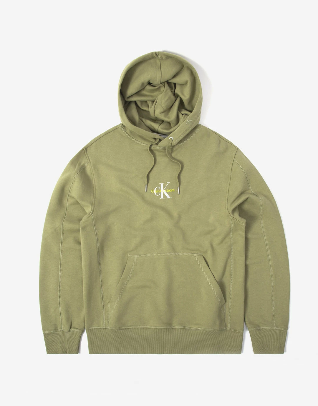 Calvin Klein Monogram Logo Hoody - Faded Olive Clothing 1 Calvin Klein Monogram Logo Hoody - Faded Olive Clothing