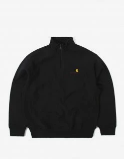 Carhartt WIP Half Zip American Script Sweat - Black