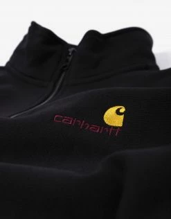 Carhartt WIP Half Zip American Script Sweat - Black