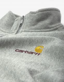 Carhartt WIP Half Zip American Script Sweat - Grey Heather