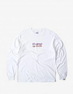 Chimp It's Great Up North Long Sleeve T Shirt - White/Sunrise