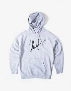 HUF Essentials HUF Demi Script Hoody - Grey Heather Clothing