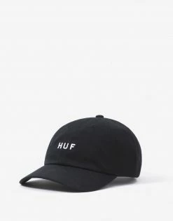 HUF Essentials OG Logo 6 Panel Cap - Black Clothing