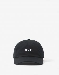 HUF Essentials OG Logo 6 Panel Cap - Black Clothing