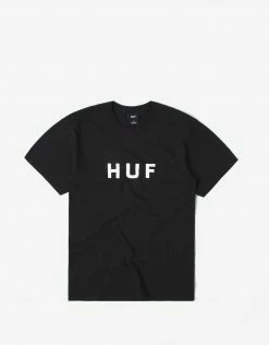 HUF Essentials OG Logo T Shirt - Black Clothing