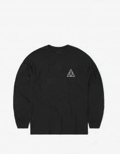 HUF Essentials Triple Triangle Long Sleeve T Shirt - Black