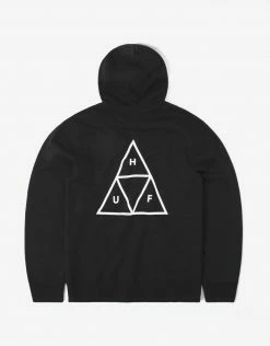 HUF Essentials Triple Triangle Pullover Hoody - Black Clothing