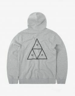 Clothing HUF Essentials Triple Triangle Pullover Hoody - Heather Grey