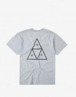 HUF Essentials Triple Triangle T Shirt - Grey Heather Clothing