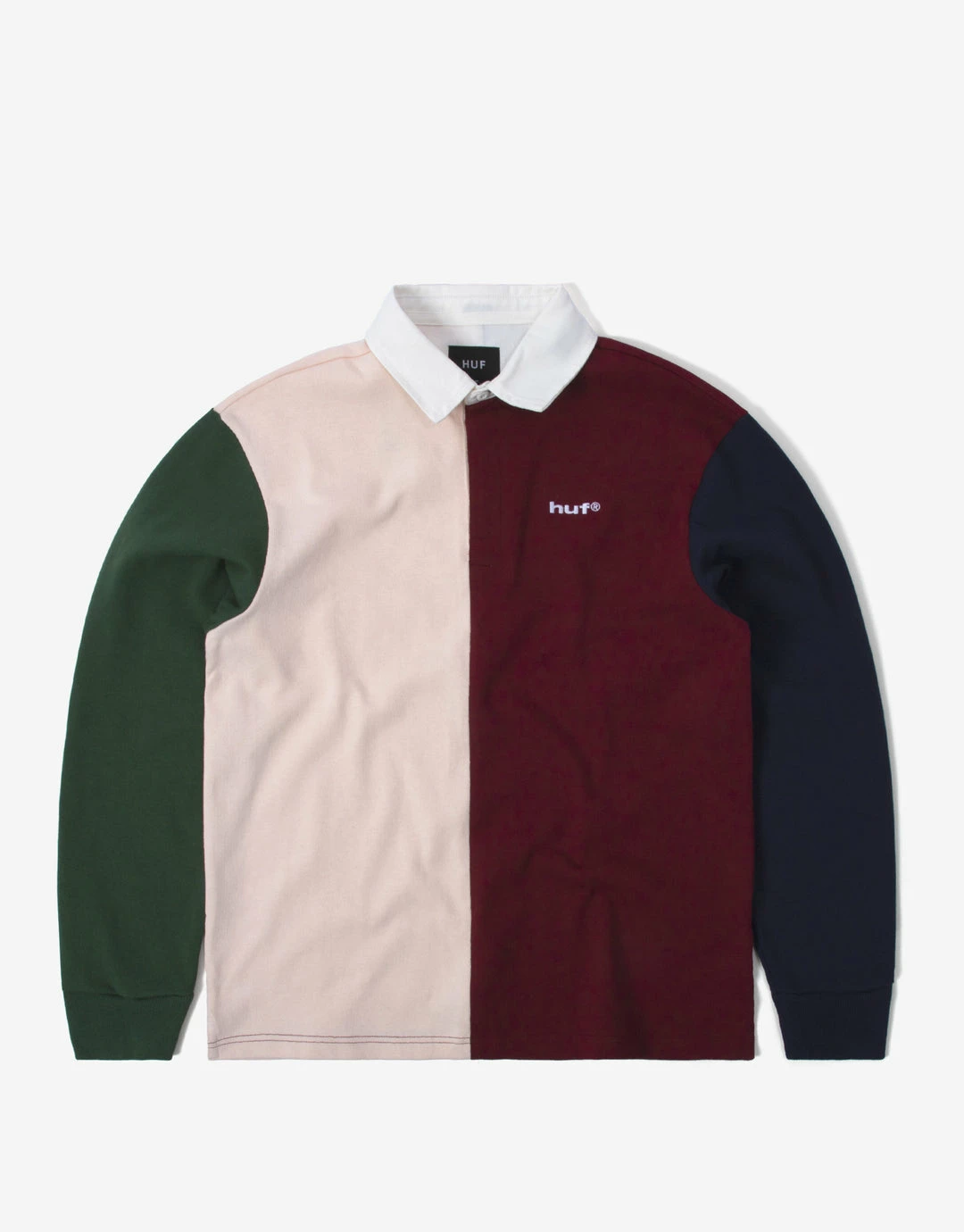 HUF Mick Color Block Rugby Shirt - Merlot 1 HUF Mick Color Block Rugby Shirt - Merlot