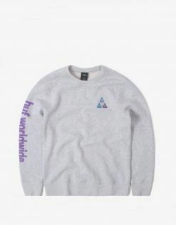 HUF Prism Triple Triangle Crewneck - Athletic Heather