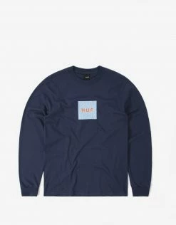 HUF Quake Logo Long Sleeve T Shirt - Navy
