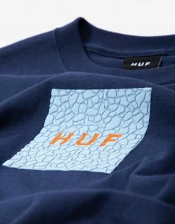 HUF Quake Logo Long Sleeve T Shirt - Navy