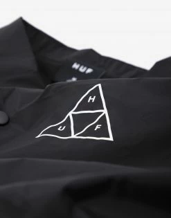 HUF Essentials HUF Triple Triangle Coach Jacket - Black Clothing 6 HUF Essentials HUF Triple Triangle Coach Jacket - Black Clothing
