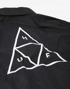 HUF Essentials HUF Triple Triangle Coach Jacket - Black Clothing 7 HUF Essentials HUF Triple Triangle Coach Jacket - Black Clothing