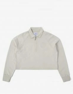 HUF Women's Class 1/4 Crop Polo Shirt - Stone