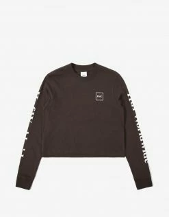 HUF Women's Domestic Longsleeve Crop T-Shirt - Chocolate Brown