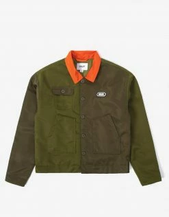 HUF Women's Flight Crop Jacket - Olive Clothing