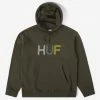 HUF Women's HD Logo Pullover Hoodie - Olive