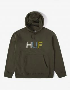 HUF Women's HD Logo Pullover Hoodie - Olive