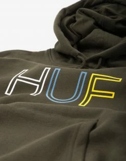 HUF Women's HD Logo Pullover Hoodie - Olive