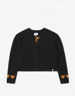 HUF Women's OG Feels Button Up Sweater - Black Clothing