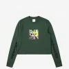 Clothing HUF Women's Psyche Box Longsleeve Crop T-Shirt - Dark Green