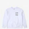 HUF Women's Flocked Classic H Crew Neck - White