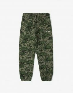 HUF Women's Contra Fleece Pant - Green Camo Clothing
