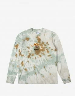 HUF Women's Tiedye Shroom Long Sleeve Relax T-Shirt - Natural Clothing