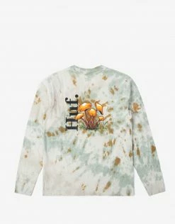 HUF Women's Tiedye Shroom Long Sleeve Relax T-Shirt - Natural Clothing