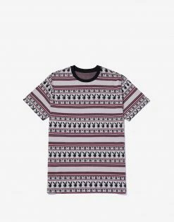 HUF X Playboy Stripe Knit T Shirt - Burgundy