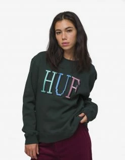 HUF Women's 8-bit Crewneck Sweatshirt - Dark Green Clothing