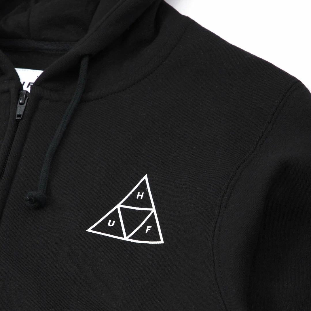 Clothing HUF Women's All Means Triple Triangle Full Zip Hoody - Black 3 Clothing HUF Women's All Means Triple Triangle Full Zip Hoody - Black