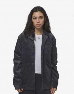 HUF Women's Corduroy Chore Jacket - Blue Graphite