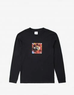 HUF Women's Daisy Age Long Sleeve Relaxed T Shirt - Black Clothing