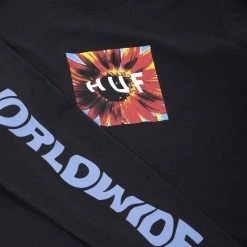 HUF Women's Daisy Age Long Sleeve Relaxed T Shirt - Black Clothing