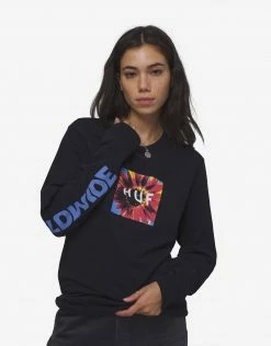 HUF Women's Daisy Age Long Sleeve Relaxed T Shirt - Black Clothing