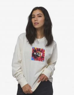 HUF Women's Daisy Age Long Sleeve Relaxed T Shirt - Natural