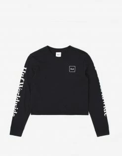 Clothing HUF Women's Domestic Long Sleeve Crop T Shirt - Black