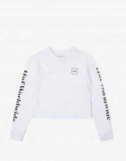 Clothing HUF Women's Domestic Long Sleeve Crop T Shirt - White