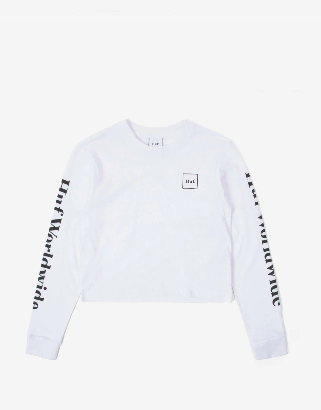 Clothing HUF Women's Domestic Long Sleeve Crop T Shirt - White 1 Clothing HUF Women's Domestic Long Sleeve Crop T Shirt - White
