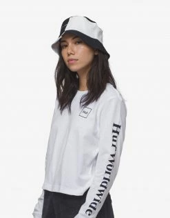 Clothing HUF Women's Domestic Long Sleeve Crop T Shirt - White 7 Clothing HUF Women's Domestic Long Sleeve Crop T Shirt - White