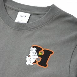 HUF Women's Giving Long Sleeve Relaxed T Shirt - Charcoal