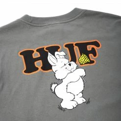 HUF Women's Giving Long Sleeve Relaxed T Shirt - Charcoal