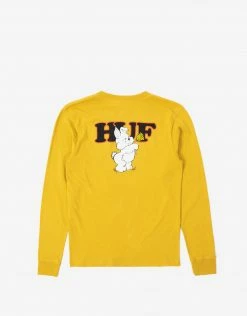 HUF Women's Giving Long Sleeve Relaxed T Shirt - Gold Clothing